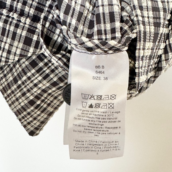 Ganni Ruched Seersucker Mini Dress In Plaid Print SZ 38/6 212 - Picture 6 of 11